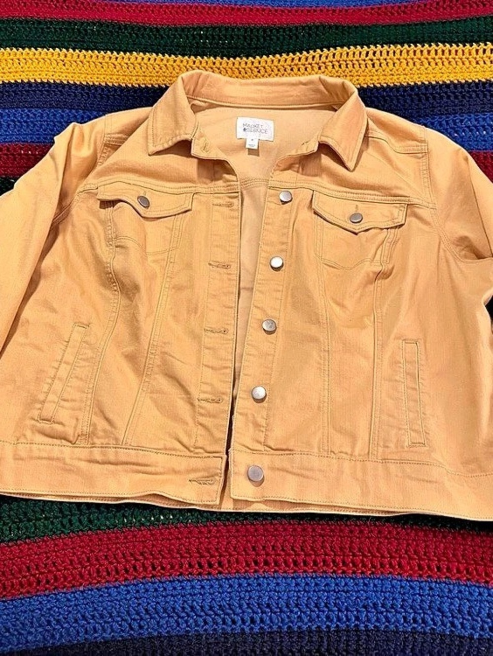 Market & Spruce Womenโs Yellow Denim Jacket (Size 2X)